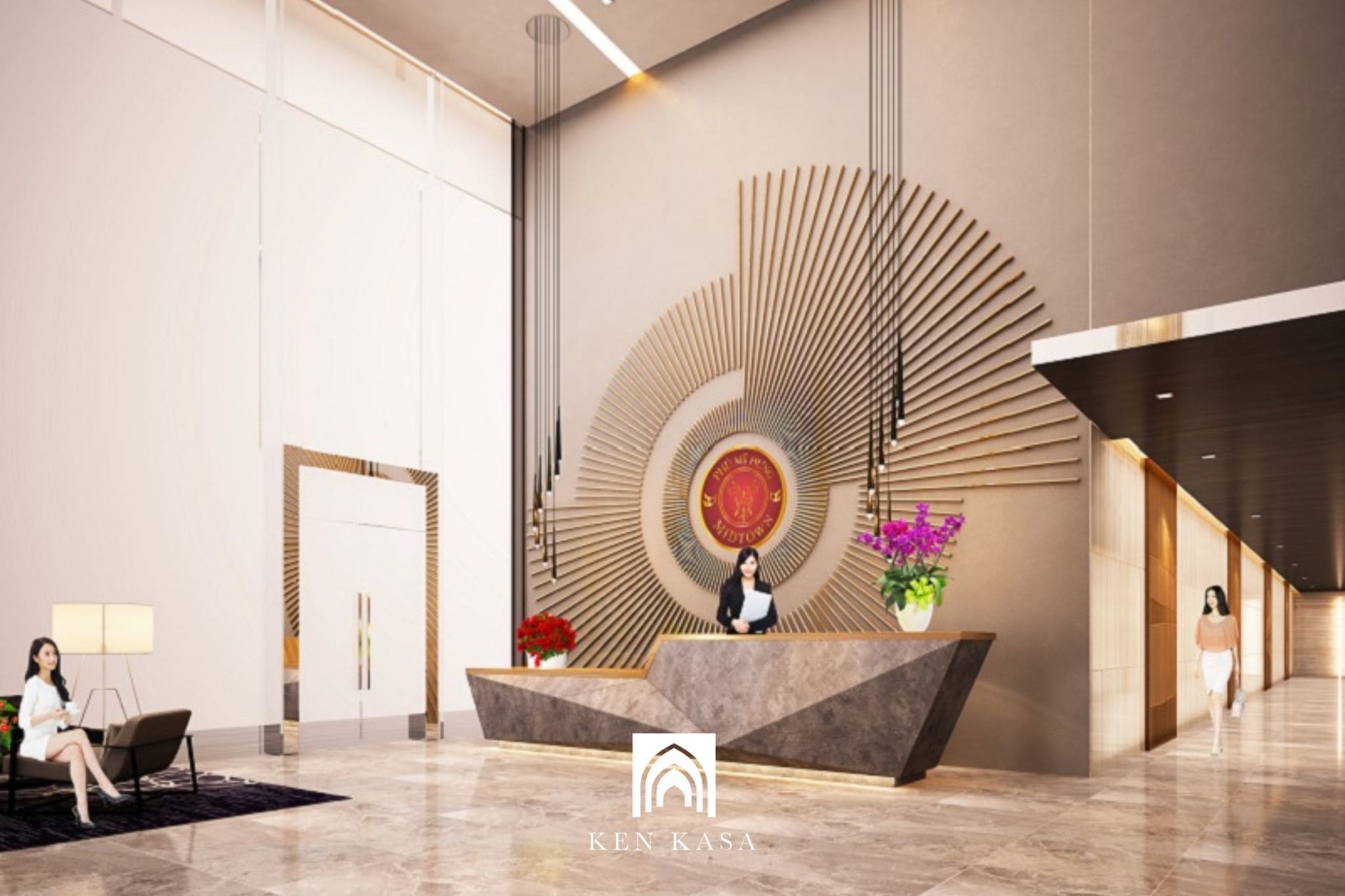 Thiết kế nội thất sảnh lễ t&acirc;n kh&aacute;ch sạn 4 sao